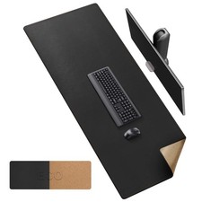 Cork & Leather Desk Mat, 63' x 23.6' Large XXL, Full Size Reversible Desk Pad... picture