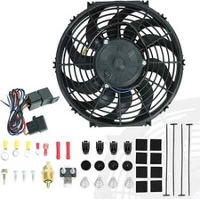 BLACKHORSE-RACING 12  Universal Electric Radiator Cooling Fans + Thermostat Rela picture