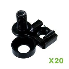20 Pack Lot - M6 Rack Mount Cage Nuts & Screws w/Washers - Square Clips Server picture