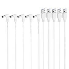 5pcs USB 2.0 A Type to DC 5.5x2.1mm 90 Degree Angle Barrel Power Cable White picture
