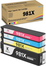 981 981X High Yield Ink for HP PageWide 556 586 BK C M Y 5 Pack L0R12A L0R11A picture