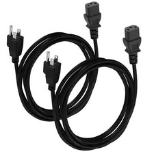 2-Pack 15ft. Universal PC Power Cord - 3 Prong AC Power Cable for Computer Mo... picture