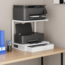 2-Tier Desktop Printer Stand with Fabric Drawer,17.3