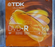 TDK DVD-R 4.7GB 16x Blank Discs 8 Pack White Inkjet Printable Slim Jewel Cases picture