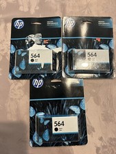 LOT OF 3 Genuine HP 564 Black Ink Cartridges Expired 2022/2023 picture