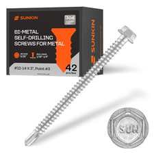 44 PCS #12 X 3 Inch Hex Head Self Tapping Screws for Metal Thick Steel Rust picture