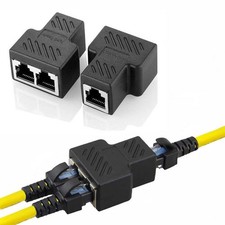 2pcs RJ45 Splitter Adapter, ABS, Black picture