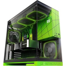 Geometric Future M5 E-ATX Mid Tower Gaming Case Black Green 5x 140mm ARGB Fans picture