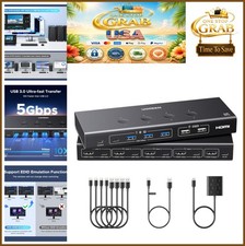 HDMI KVM Switch 4 Computers to 1 Monitor 4K@60Hz 6 USB Ports 4 Port Selector picture
