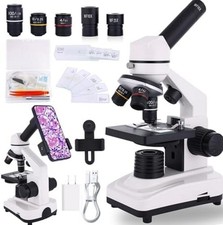 Microscopio con kit de portaobjetos para estudiantes laboratorio escolar en casa picture