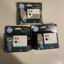 Three (3) Original HP 64 Black Ink Expiration Date of Jan, Feb. 2026 Sealed New picture