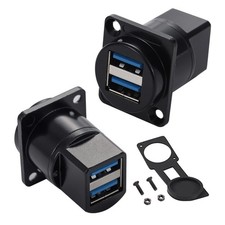 2 PCS Dual Ports USB 3.0 Panel Mount Connector Female To Female Bulkhead picture
