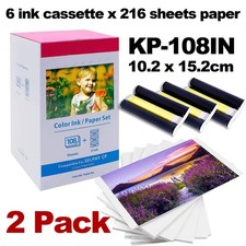 Canon Selphy CP1500 CP1300 CP1200 4x6 108 sheet Color Ink Paper Set KP-108IN lot picture