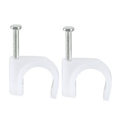 40 x Wall Mount Coax Electric Cable Wire Clip Fastener Saddle 12mm W White Nylon picture