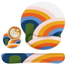 Ergonomic Mouse Pad Set with Wrist Rest, Abstract Rainbow picture