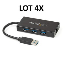 LOT 4x StarTech ST3300GU3B USB 3.0 Hub Gigabit Ethernet Adapter 5Gbps picture