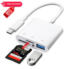 USB C to SD Card Reader, Raycue Adapter with MicroSD 3 white picture