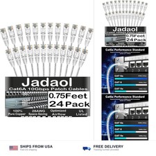 Jadaol UL Listed Patch Cables Cat 6a / Cat 6 0.75 ft 24-Pack, 10Gbps 550MHz S... picture