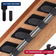 100 Pcs Cable Management under Desk, Hook and Loop Cable Straps, Black | Strong picture