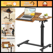 Mobile Rolling Laptop Stand - Height Adjustable Overbed Table with Wheels, Tilti picture