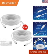Dual 50 FT DC Power Extension Cables with Clips - Ideal for Security Use picture