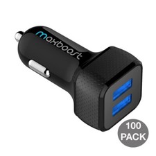 Maxboost USB Car Charger 100 Pack ,  4.8A/24W [Black] Compatible iPhone, Android picture