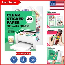 Biodegradable Clear Sticker Paper - 20 Sheets, Compatible with Laser Printers picture