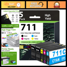 5-Pack Ink Cartridges for HP 711 - 2 Black, Cyan, Magenta, Yellow - DesignJet T picture
