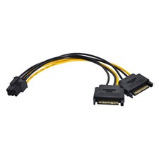 CY Dual SATA 15Pin Power to PCIE 6Pin Power Supply Adapter Converter Cable fo... picture