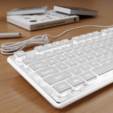 EWEADN GX710S Backlit Computer Keyboard Wired USB Metal Panel Pudding Keys picture