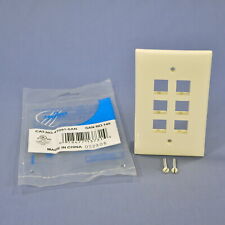 Leviton Almond Large Midway Quickport 6-Port Flush Mount Wallplate 41091-6AN picture