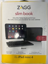 Zagg Ultrathin Slim Book Hinged Bluetooth Keyboard Case for iPad Mini 4 - Black picture