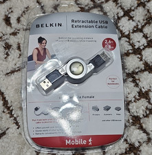 Belkin Retractable USB Extension Cable 2.6ft USB-A M/F Black/Silver picture