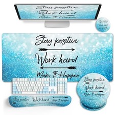 Desk Mat Pad Set, Large Mouse Pad with Wrist Rest, Stay Positive picture