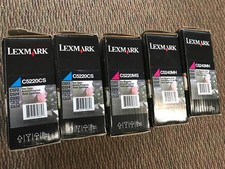 Set of 5 Lexmark Return Program Toner Cartridges 2 C5220MS, 1 C5220CS, 2 C5240MH picture