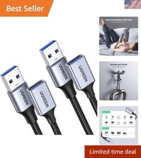 2 Pack USB Extension Cable, 1.5 FT+ 1.5 FT USB 3.0 Extender Cable Nylon Braid... picture