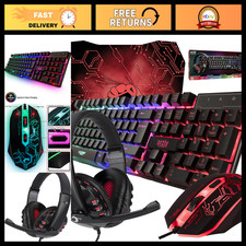 RGB Gaming Keyboard, Mouse, Mouse Pad & Headset Bundle - Wired 4-in-1 Set for PC picture