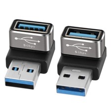 90 Degree USB 3.0 Adapter 2 Pack, (Up and Down) Right Angle USB Type-A Male to picture