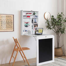 NNECW Folding Wall Mounted Desk with Chalkboard and Storage Compartments for Hom picture