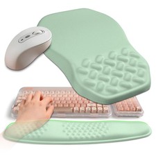 2in1 Ergonomic Wave Keyboard Wrist Rest Massage Mouse Pad Light Green Foam picture