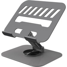 Metal Tablet Stand Holder Adjustable for iPad Kindle Tab, Grey 360° Rotation, picture
