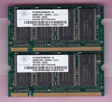 512MB 2x256MB PC-2700S DDR-333 NANYA NT256D64SH8BAGM-6K LAPTOP SODIMM Memory Kit picture