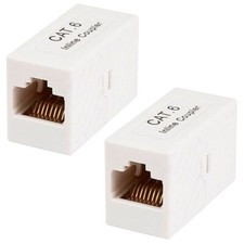 2x Cat6 RJ45 Network LAN Ethernet Straight Coupler Cable Joiner Extender White picture