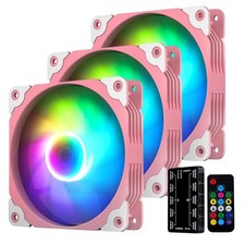 Vetroo 3-Pack Computer Case Fan 120mm ARGB & PWM Fans w/ Controller Hub - Pink picture