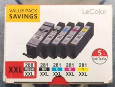 Printer Ink 280 281 XXL 5 Pack Ink Tanks By LeColor For Cannon Models picture