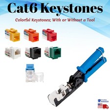 CAT6 Keystone Jack Ethernet 110 Punch Down Tool Network 45 Degree 8P8P RJ45 Lot picture