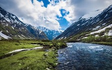 Landscape river mountains norway nature nordic Custom Gaming Mat Desk picture
