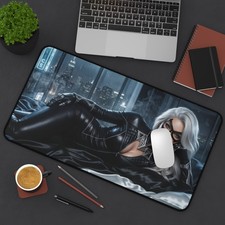 Black Cat Marvel Extended Gaming Desk Mat Mouse Pad PC Gamer Setup picture