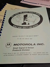 RARE VINTAGE 1987 MOTOROLA QUARTERLY RELIABILITY AND QUARTERLY REPORT SIGNAL & S picture