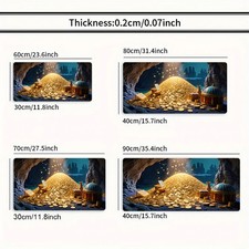 A Large Gaming Mouse Pad Featuring a Cave Filled with Golden Coins And Various picture